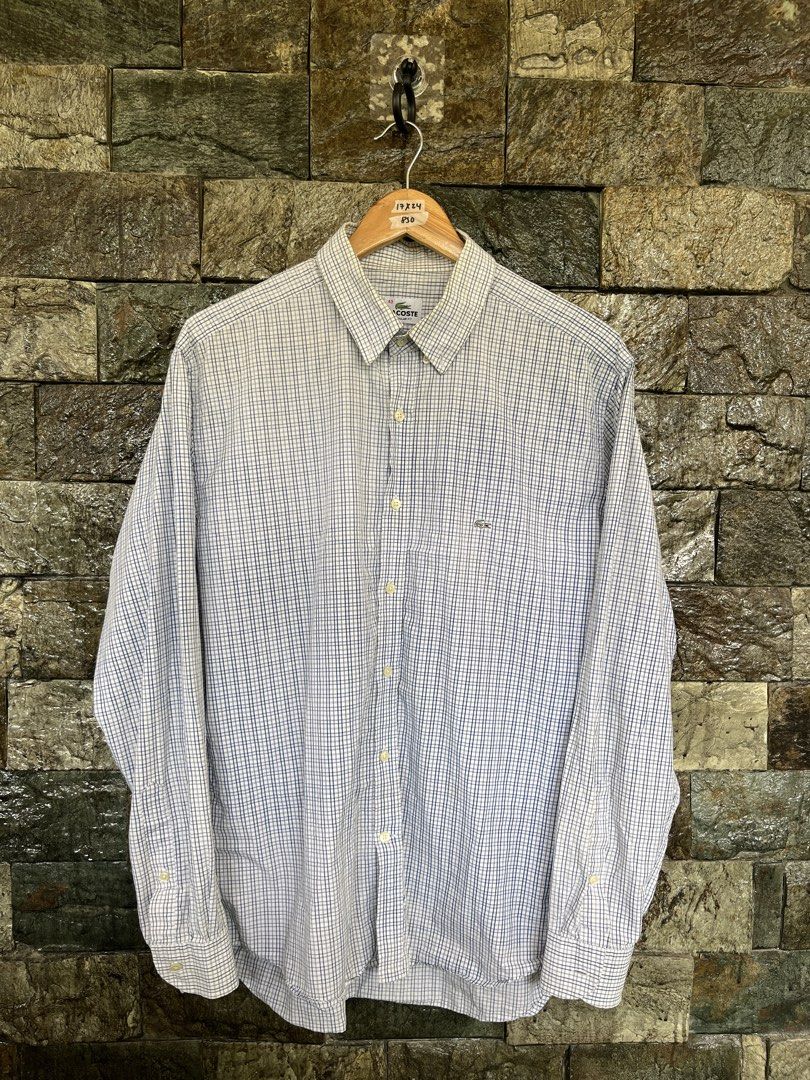 Lacoste Checkered Polo Longsleeve (Category: Formal Shirts) located in Cagayan de Oro. Submitted by curatedheirloomph_ (Listing ID 1468240436, Image 1). Description: 𝘿𝙞𝙢𝙚𝙣𝙨𝙞𝙤𝙣𝙨: 23x29 𝘽𝙚𝙨𝙩 𝙁𝙞𝙩: Large - XL 𝘾𝙤𝙣𝙙𝙞𝙩𝙞𝙤𝙣 & 𝘾𝙤𝙡𝙤𝙧 𝙍𝙖𝙩𝙚: Excellent (9.5/10) 𝙄𝙨𝙨𝙪𝙚: N/A 𝘼𝙪𝙩𝙝𝙚𝙣𝙩𝙞𝙘𝙞𝙩𝙮 𝘿𝙚𝙘𝙡𝙖𝙧𝙖𝙩𝙞𝙤𝙣: Authentic.