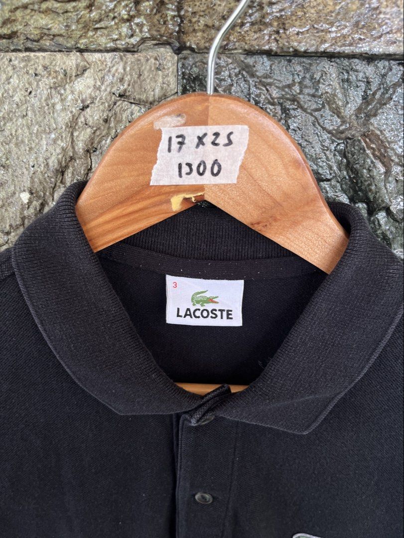 Lacoste Classic Black Poloshirt (Category: Tshirts & Polo Shirts ) located in Cagayan de Oro. Submitted by curatedheirloomph_ (Listing ID 1468235774, Image 2). Description: 𝘿𝙞𝙢𝙚𝙣𝙨𝙞𝙤𝙣𝙨: 17x25 𝘽𝙚𝙨𝙩 𝙁𝙞𝙩: XS - Small 𝘾𝙤𝙣𝙙𝙞𝙩𝙞𝙤𝙣 & 𝘾𝙤𝙡𝙤𝙧 𝙍𝙖𝙩𝙚: Excellent (9.5/10) 𝙄𝙨𝙨𝙪𝙚: Minimal signs of usage 𝘼𝙪𝙩𝙝𝙚𝙣𝙩𝙞𝙘𝙞𝙩𝙮 𝘿𝙚𝙘𝙡𝙖𝙧𝙖𝙩𝙞𝙤𝙣: Authentic.