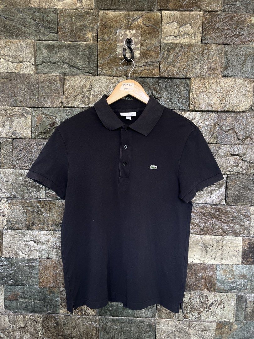 Lacoste Modern Black Poloshirt (Category: Tshirts & Polo Shirts ) located in Cagayan de Oro. Submitted by curatedheirloomph_ (Listing ID 1468235936, Image 1). Description: 𝘿𝙞𝙢𝙚𝙣𝙨𝙞𝙤𝙣𝙨: 19x26 𝘽𝙚𝙨𝙩 𝙁𝙞𝙩: Small - Medium 𝘾𝙤𝙣𝙙𝙞𝙩𝙞𝙤𝙣 & 𝘾𝙤𝙡𝙤𝙧 𝙍𝙖𝙩𝙚: Excellent (9.5/10) 𝙄𝙨𝙨𝙪𝙚: Minimal lints 𝘼𝙪𝙩𝙝𝙚𝙣𝙩𝙞𝙘𝙞𝙩𝙮 𝘿𝙚𝙘𝙡𝙖𝙧𝙖𝙩𝙞𝙤𝙣: Authentic.