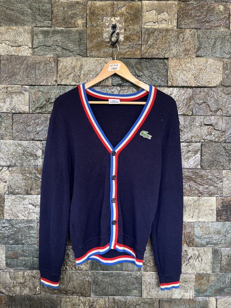 Lacoste Navy Blue Cardigan (Category: Coats, Jackets and Outerwear) located in Cagayan de Oro. Submitted by curatedheirloomph_ (Listing ID 1468237609, Image 1). Description: 𝘿𝙞𝙢𝙚𝙣𝙨𝙞𝙤𝙣𝙨: 18x25 𝘽𝙚𝙨𝙩 𝙁𝙞𝙩: Small 𝘾𝙤𝙣𝙙𝙞𝙩𝙞𝙤𝙣 & 𝘾𝙤𝙡𝙤𝙧 𝙍𝙖𝙩𝙚: Excellent (9.5/10) 𝙄𝙨𝙨𝙪𝙚: Pin holes 𝘼𝙪𝙩𝙝𝙚𝙣𝙩𝙞𝙘𝙞𝙩𝙮 𝘿𝙚𝙘𝙡𝙖𝙧𝙖𝙩𝙞𝙤𝙣: Authentic.
