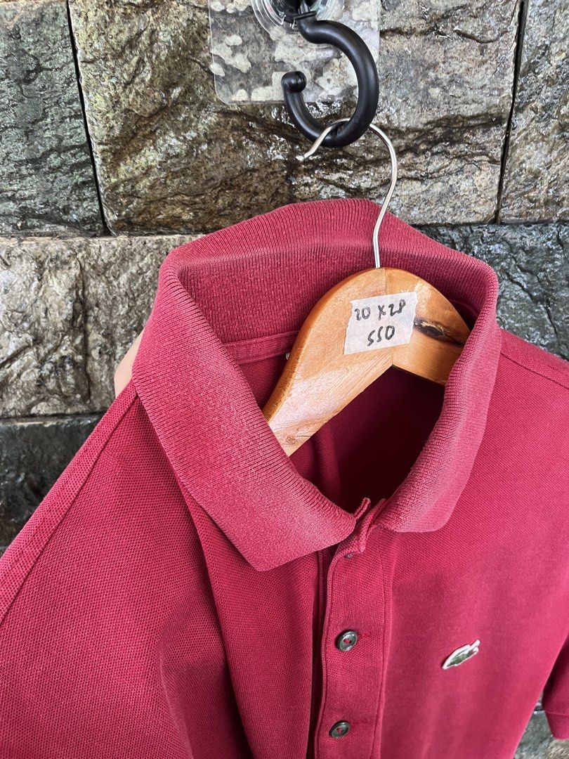 Lacoste Red Poloshirt (Category: Tshirts & Polo Shirts ) located in Cagayan de Oro. Submitted by curatedheirloomph_ (Listing ID 1468090314, Image 3). Description: 𝘿𝙞𝙢𝙚𝙣𝙨𝙞𝙤𝙣𝙨: 20x28 𝘽𝙚𝙨𝙩 𝙁𝙞𝙩: Medium - Large 𝘾𝙤𝙣𝙙𝙞𝙩𝙞𝙤𝙣 & 𝘾𝙤𝙡𝙤𝙧 𝙍𝙖𝙩𝙚: Very Good (9/10) 𝙄𝙨𝙨𝙪𝙚: Signs of usage, stains 𝘼𝙪𝙩𝙝𝙚𝙣𝙩𝙞𝙘𝙞𝙩𝙮 𝘿𝙚𝙘𝙡𝙖𝙧𝙖𝙩𝙞𝙤𝙣: Authentic.