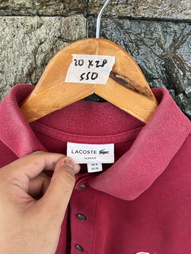 Lacoste Red Poloshirt (Category: Tshirts & Polo Shirts ) located in Cagayan de Oro. Submitted by curatedheirloomph_ (Listing ID 1468090314, Image 2). Description: 𝘿𝙞𝙢𝙚𝙣𝙨𝙞𝙤𝙣𝙨: 20x28 𝘽𝙚𝙨𝙩 𝙁𝙞𝙩: Medium - Large 𝘾𝙤𝙣𝙙𝙞𝙩𝙞𝙤𝙣 & 𝘾𝙤𝙡𝙤𝙧 𝙍𝙖𝙩𝙚: Very Good (9/10) 𝙄𝙨𝙨𝙪𝙚: Signs of usage, stains 𝘼𝙪𝙩𝙝𝙚𝙣𝙩𝙞𝙘𝙞𝙩𝙮 𝘿𝙚𝙘𝙡𝙖𝙧𝙖𝙩𝙞𝙤𝙣: Authentic.