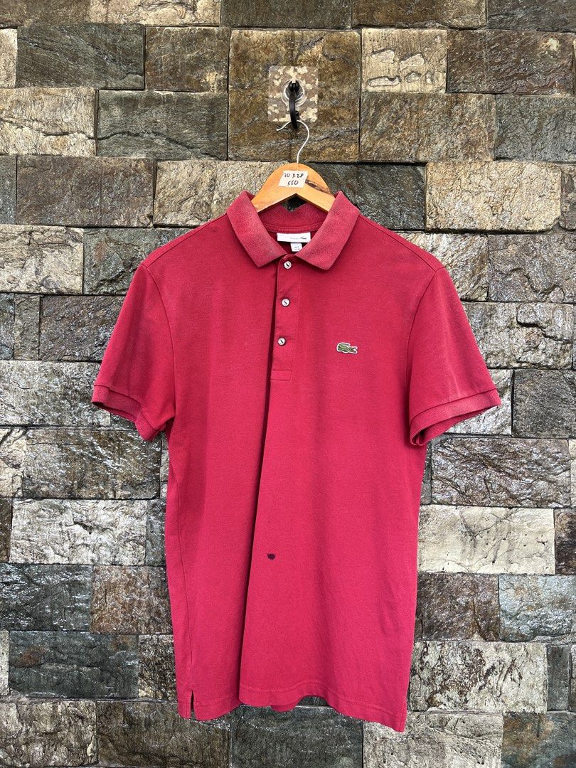 Lacoste Red Poloshirt (Category: Tshirts & Polo Shirts ) located in Cagayan de Oro. Submitted by curatedheirloomph_ (Listing ID 1468090314, Image 1). Description: 𝘿𝙞𝙢𝙚𝙣𝙨𝙞𝙤𝙣𝙨: 20x28 𝘽𝙚𝙨𝙩 𝙁𝙞𝙩: Medium - Large 𝘾𝙤𝙣𝙙𝙞𝙩𝙞𝙤𝙣 & 𝘾𝙤𝙡𝙤𝙧 𝙍𝙖𝙩𝙚: Very Good (9/10) 𝙄𝙨𝙨𝙪𝙚: Signs of usage, stains 𝘼𝙪𝙩𝙝𝙚𝙣𝙩𝙞𝙘𝙞𝙩𝙮 𝘿𝙚𝙘𝙡𝙖𝙧𝙖𝙩𝙞𝙤𝙣: Authentic.