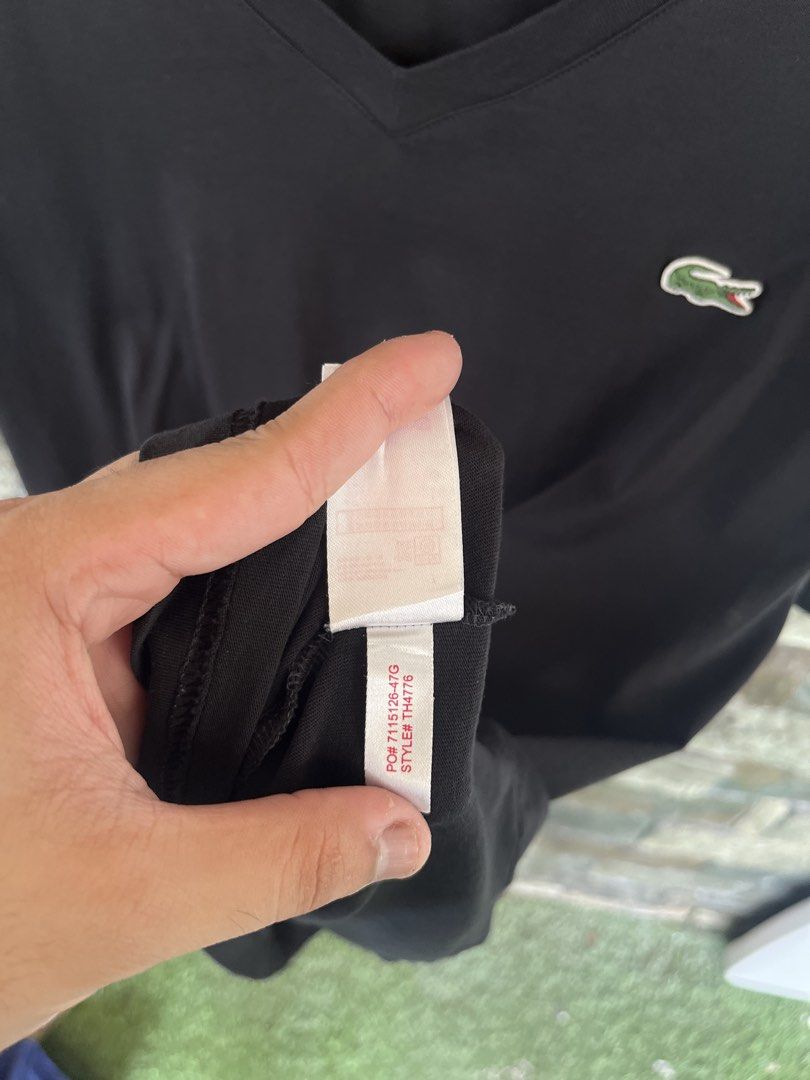Lacoste V Neck Black Shirt (Category: Tshirts & Polo Shirts ) located in Cagayan de Oro. Submitted by curatedheirloomph_ (Listing ID 1468234942, Image 3). Description: 𝘿𝙞𝙢𝙚𝙣𝙨𝙞𝙤𝙣𝙨: 21x26 𝘽𝙚𝙨𝙩 𝙁𝙞𝙩: Medium - Large 𝘾𝙤𝙣𝙙𝙞𝙩𝙞𝙤𝙣 & 𝘾𝙤𝙡𝙤𝙧 𝙍𝙖𝙩𝙚: Excellent (9.5/10) 𝙄𝙨𝙨𝙪𝙚: N/A 𝘼𝙪𝙩𝙝𝙚𝙣𝙩𝙞𝙘𝙞𝙩𝙮 𝘿𝙚𝙘𝙡𝙖𝙧𝙖𝙩𝙞𝙤𝙣: Authentic.