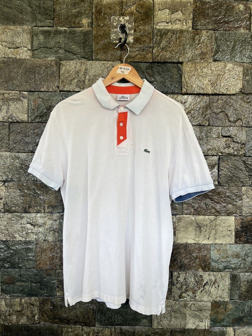 Lacoste White with Orange Poloshirt (Category: Tshirts & Polo Shirts ) located in Cagayan de Oro. Submitted by curatedheirloomph_ (Listing ID 1468228683, Image 1). Description: 𝘿𝙞𝙢𝙚𝙣𝙨𝙞𝙤𝙣𝙨: 20x27 𝘽𝙚𝙨𝙩 𝙁𝙞𝙩: Medium 𝘾𝙤𝙣𝙙𝙞𝙩𝙞𝙤𝙣 & 𝘾𝙤𝙡𝙤𝙧 𝙍𝙖𝙩𝙚: Excellent (9.5/10) 𝙄𝙨𝙨𝙪𝙚: Pin hole 𝘼𝙪𝙩𝙝𝙚𝙣𝙩𝙞𝙘𝙞𝙩𝙮 𝘿𝙚𝙘𝙡𝙖𝙧𝙖𝙩𝙞𝙤𝙣: Authentic.