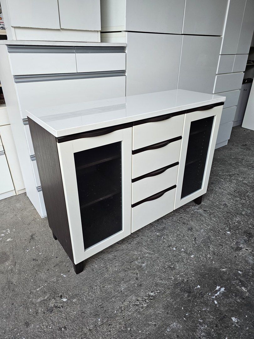 Lateral Buffet Cabinet‼️ (Category: Shelves, Cabinets & Racks) located in Quezon City. Submitted by ledamadel (Listing ID 1468111853, Image 3). Description: Lateral Buffet Cabinet‼️₱8,800‼️ ✔️L-47 H-36 W-16.5 inches 📐 ✔️2 Door & 4 Drawer 🗄 ✔️Compress & Plywood Back 🪵 ✔Scratches As-is! 👌 Location: 40 Aplaya St Napocor Vill. Tandang Sora Quezon City. For inquiry please Pm us or Call. 09066885859 Please like our page thanks! 👇👇👇👇 KMA O’shop 