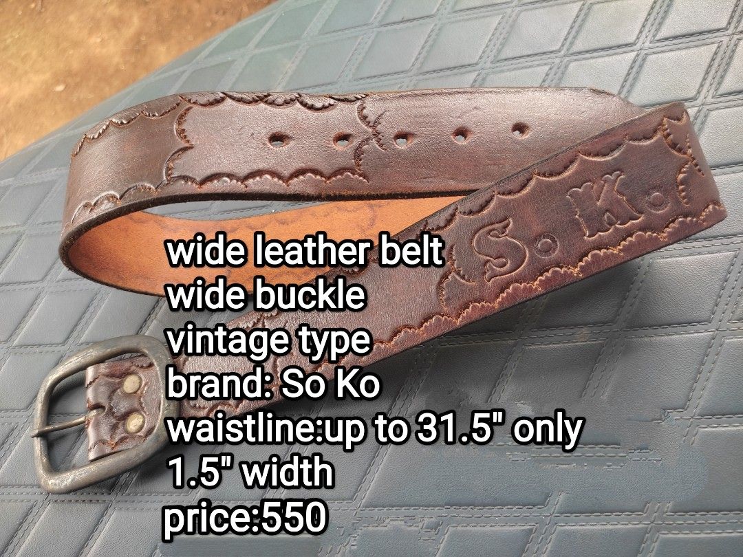 Leather belts (Category: Belts) located in Cainta. Submitted by allauthenticbymj (Listing ID 1468146471, Image 2). Description: brand: SoKo (unisex) vintage type leather belt WL 31.5"/Width 1.5" price:550 Pending (LBC cop) Ready for pick up since Sept.28 buyer,seen mode/not responding on sellers messages posted but waiting for LBC to return the item ** Black brown belt WL up to 29"/Width 1inch Price:350 *** black belt WL up to 34" widrh 1inch pri