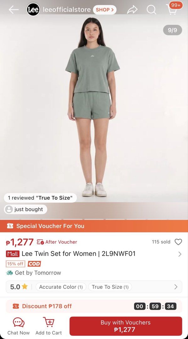 Lee twin set (Category: Activewear) located in Marikina City. Submitted by jzzy_kt (Listing ID 1468259863, Image 2). Description: Almost new W/ plastic and tag .