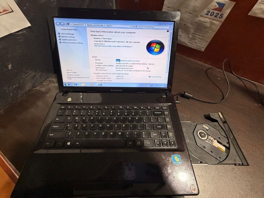 Lenovo G480 (Category: Laptops & Notebooks) located in Makati City. Submitted by trueeagle_1b867a (Listing ID 1468061692, Image 3). Description: Specifications: ✅ Processor: Intel i3-3110M CPU ✅ Installed RAM: 8 GB ✅ Storage: 500GB HDD Storage ✅ System Type: 64-bit operating system, x64-based processor ✅ OS Running: Windows 7 ✅ USB ports ✅ HDMI port ✅ CD Player ✅ Built-in camera ✅ Audio port for headphones ✅ All keys are workings ✅ You are welcom