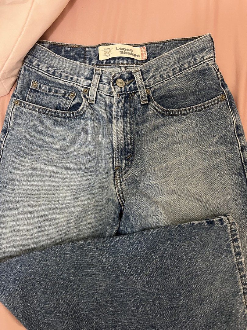 Levis straight jeans (Category: Jeans) located in Tuguegarao City. Submitted by declutterf (Listing ID 1468183240, Image 1). Description: Vintage authentic levis 569 low straight Can be worn midwaist Fits 24-26 best Length 34.