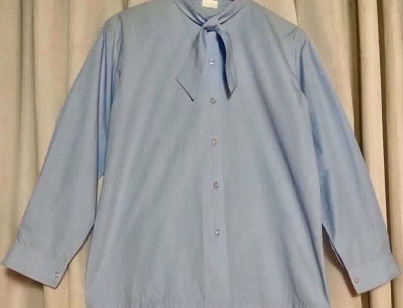 Light Blue Tie-Collar Longsleeve (Category: Shirts) located in Caloocan City. Submitted by declutteringph. (Listing ID 1468102962, Image 2). Description: No Size on the tag! Measurements: Dimensions (inches) Shoulder Width: 17 1/2” Bust Width: 21 1/2” Body Length: 27” Sleeves Length:22”.