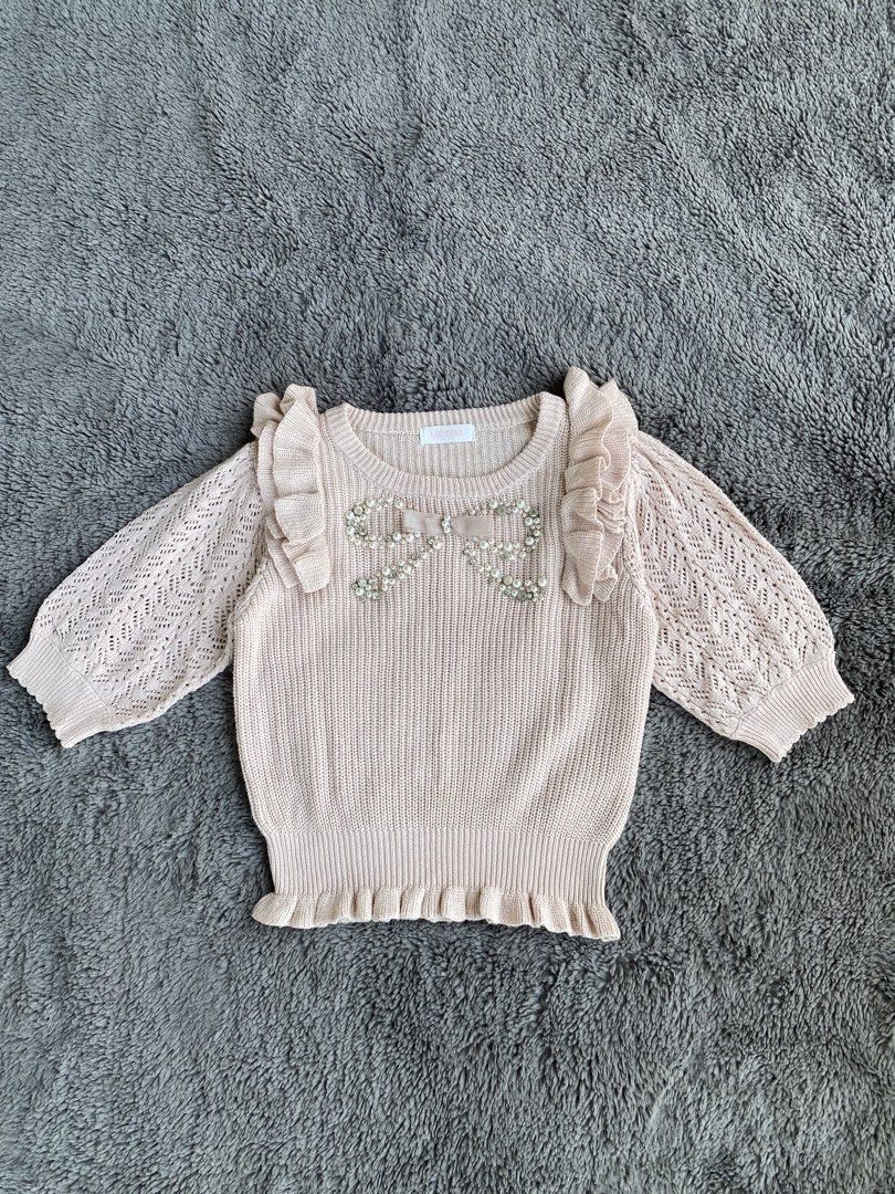 Liz Lisa Pink Knit Top (Category: Blouses) located in Pozorrubio. Submitted by eyannn. (Listing ID 1468086160, Image 1). Description: Prestine/ As New Condition✨ Color rate 9.8/10 Issue: None❌ width: 15 length: 17.