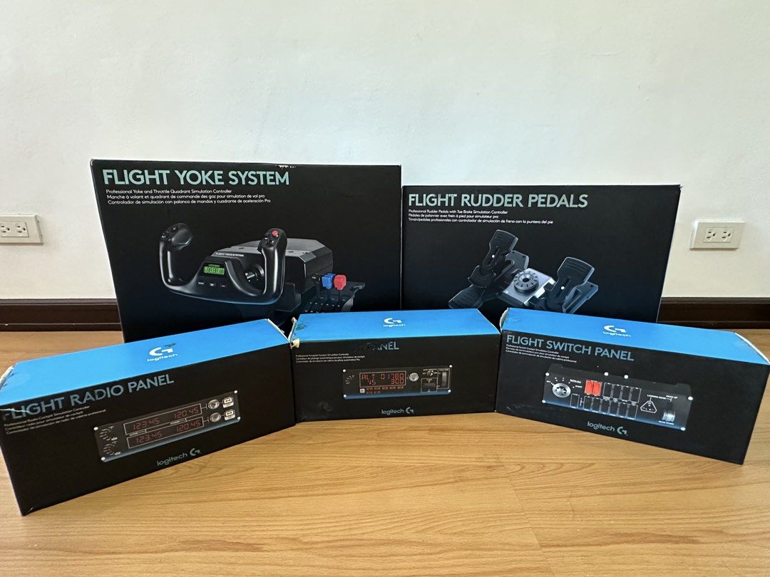 LOGITECH FLIGHT CONTROLS (Category: Other Gadgets) located in Quezon City. Submitted by stephensegundo (Listing ID 1468256234, Image 1). Description: FOR SALE! RFS: hindi na ginagamit COMPLETE BOX, SCREEWS AND MANUALS ALL 100% WORKING! Flight Yoke System - 9500 Flight Rudder Pedal - 9500 Flight Radio Panel - 5500 Flight Multi Panel - 5500 Flight Switch Panel - 5500 ALL GOOD AS NEW! Meet up within NCR only...