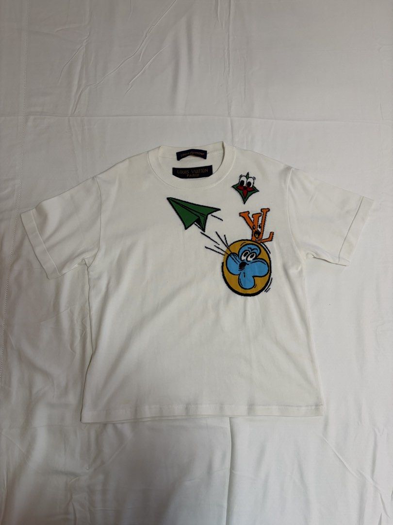 Louis Vuitton Cartoon Knit Shirt (Category: Luxury Apparel) located in Pasig City. Submitted by chamoisee (Listing ID 1468087422, Image 1). Description: Louis Vuitton Cartoon Knit Shirt 19”x24” (altered length) see pics for 2 stains that can be washed in good condition .