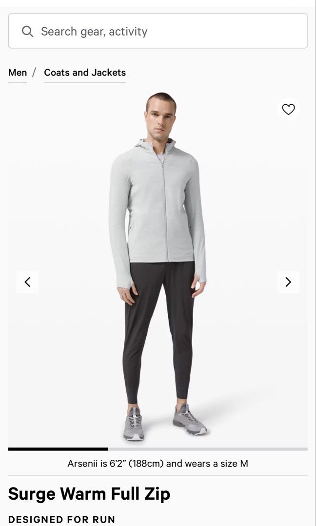 Lululemon Surge Warm Jacket (Category: Coats, Jackets and Outerwear) located in Kabankalan. Submitted by secondhandgemsz (Listing ID 1468281028, Image 2). Description: Size Med(20W 28L) Like New No Flaws Conquer cold weather runs. Warm, sweat-wicking fabric keeps chills out when the temperature drops..