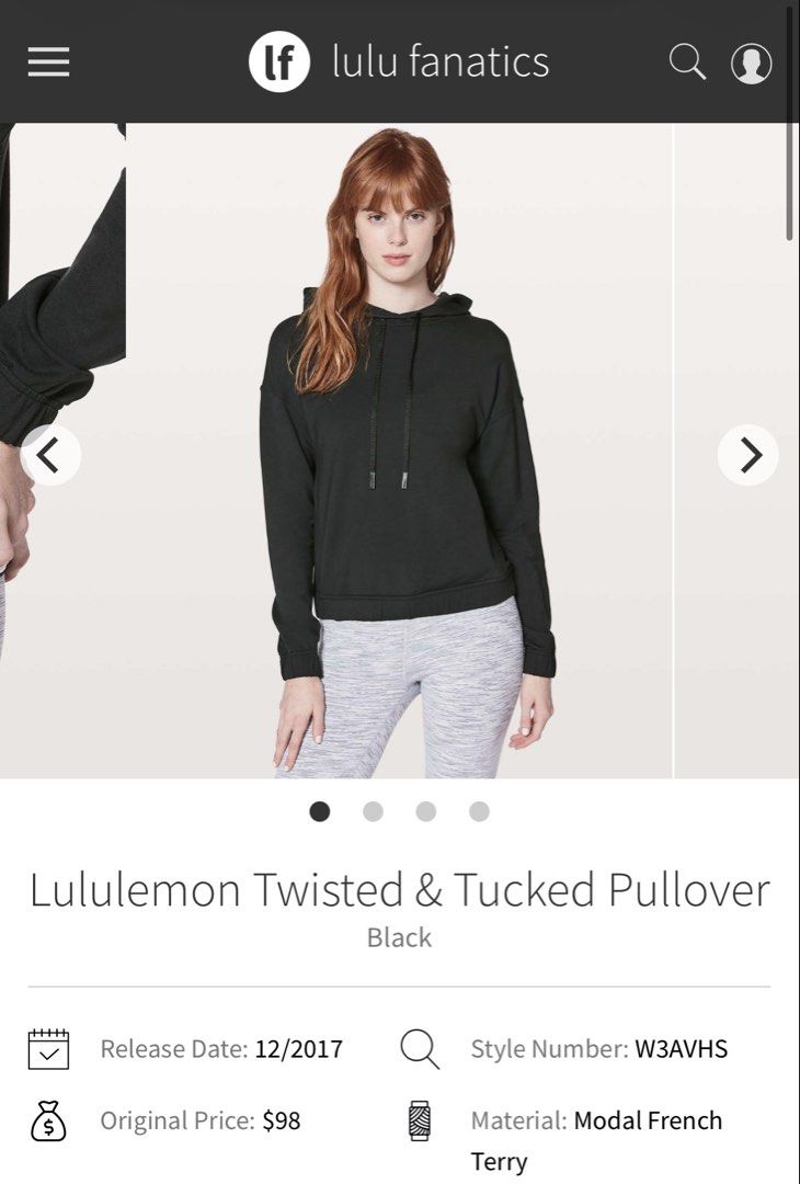 Lululemon Twisted & Tucked Pullover Black Size 8 (Category: Coats, Jackets and Outerwear) located in Baao. Submitted by lythrift2005935 (Listing ID 1468067461, Image 2). Description: Lululemon Twisted & Tucked Pullover Black Size 8 20 Width x 23 Length Excellent - No issue - 10/10 Color rate Mine ₱1500 + sf.