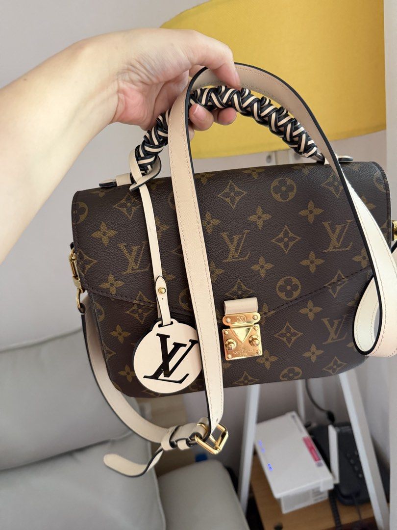 LV METIS- LIMITED EDITION (Category: Cross-body Bags) located in Makati City. Submitted by lambogirl (Listing ID 1468188660, Image 1). Description: ✔️ This is a Louis Vuitton Monogram Braided Pochette Métis (Crème/Beige edition), a limited-edition variation of the classic Pochette Métis. ✔️Rank S- excellent condition ✔️Microchipped-comes complete ✔️Free shipping or Pick up (Makati).