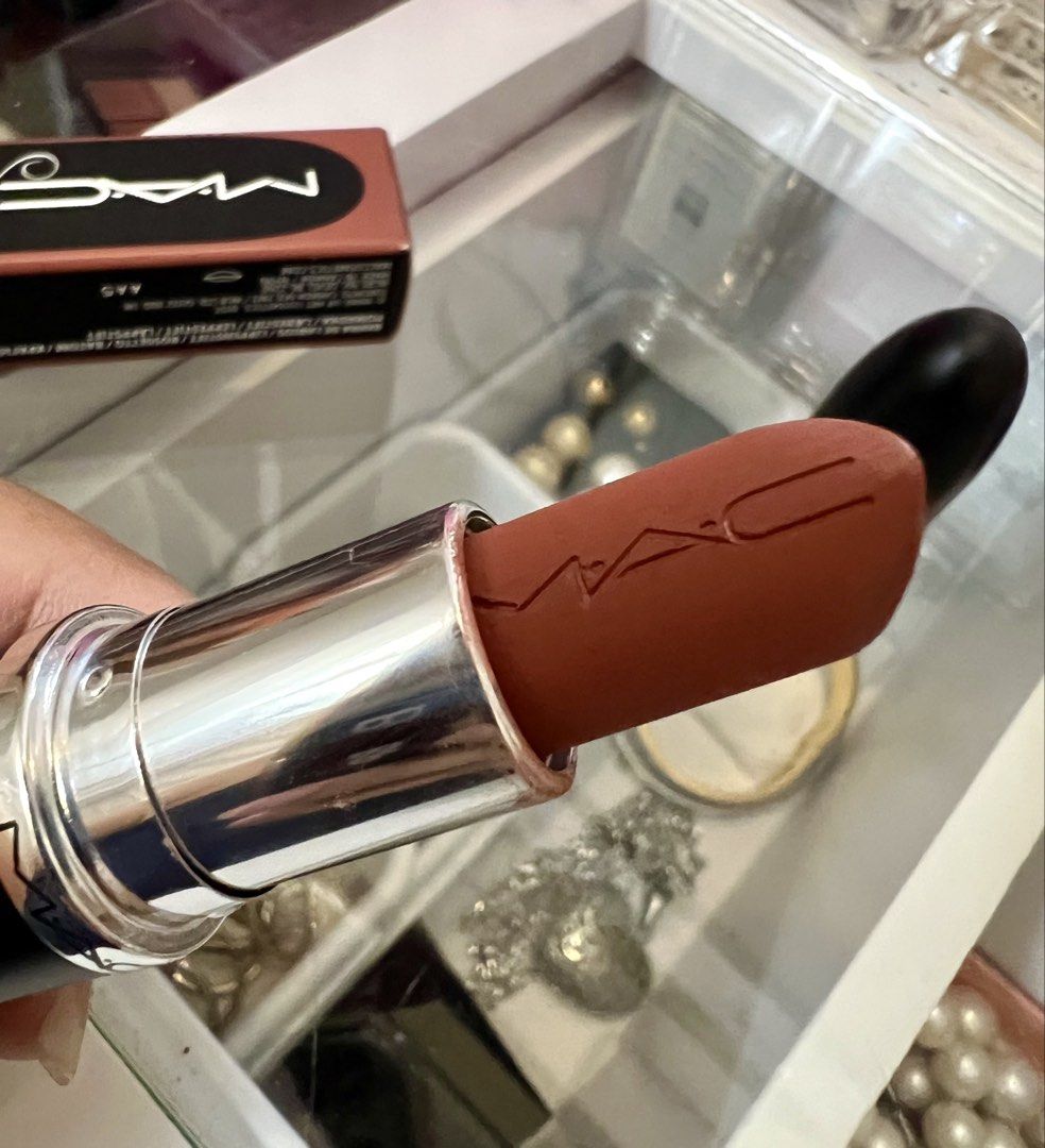 MAC Silky Matte Lipstick in Warm Teddy (Category: Makeup) located in Quezon City. Submitted by yassismom (Listing ID 1468079168, Image 2). Description: 95% bnew, swatched 3x realized shade is not for me retails 1,400, guaranteed authentic💯 WARM TEDDY shade, with box.