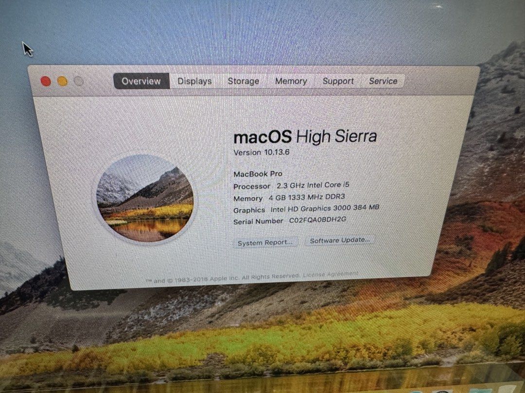 MacBook Pro 13-inch (Category: Laptops & Notebooks) located in Marikina City. Submitted by jmgtz (Listing ID 1468119680, Image 2). Description: Macbook pro mid 2011 -Intel core i5 -4gb ram ( upgradable upto 16gb ) -500gb Hdd ( upgradable to ssd ) Issue keyboard letter “A” and “N” hindi mapindot. Includes charger Meet ups only around marikina area, cubao and antipolo masinag.