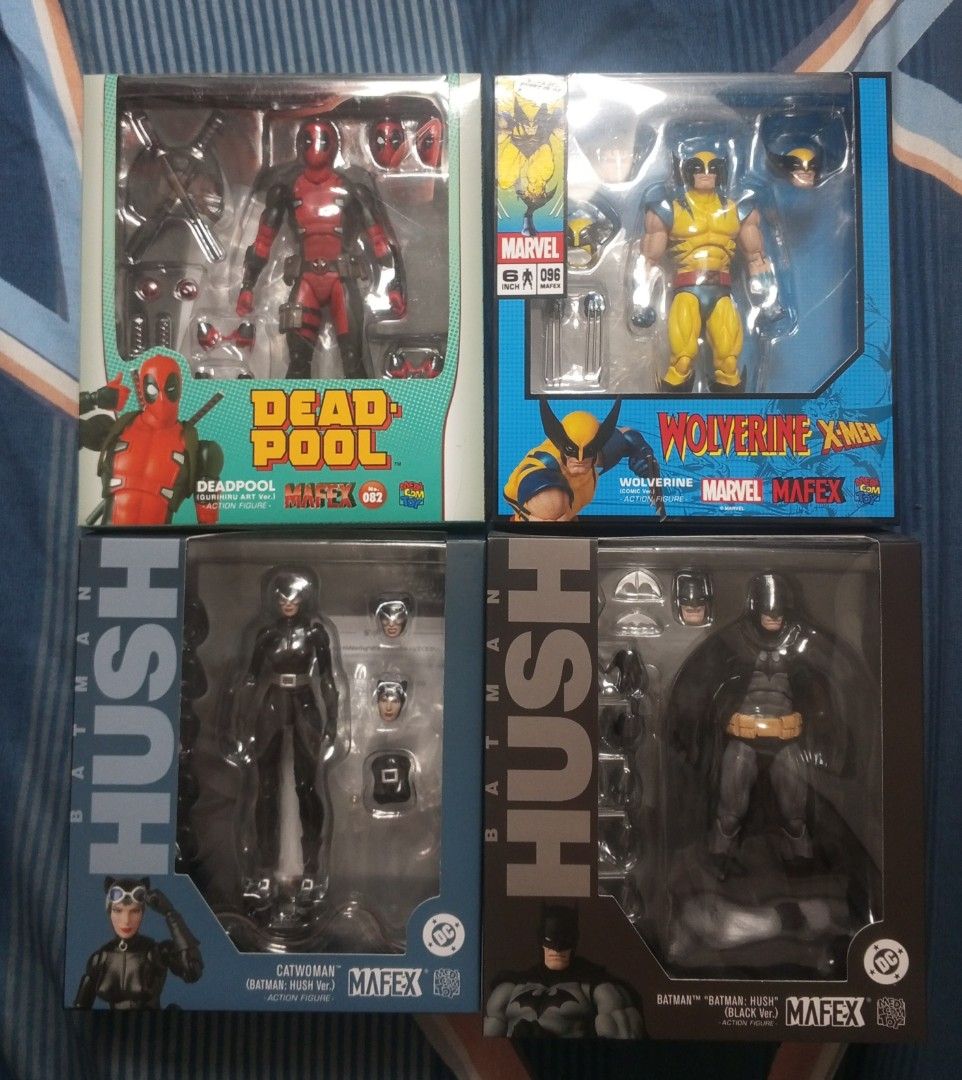 MAFEX Figures (Category: Figurines & Statues) located in Quezon City. Submitted by D4ZED (Listing ID 1468144500, Image 1). Description: For Sale (All BIB) MAFEX 082 Deadpool - 3,500 MAFEX 096 Tiger Stripe Wolverine - 3,500 MAFEX 123 HUSH Catwoman - 4,000 MAFEX 126 HUSH Batman Black Ver. - 4,000 Slightly Nego naman depende po sa offer. RFS: Change of heart and need funds instead. All were displayed at one point pero di po pinaglaruan. LOC: Batasan