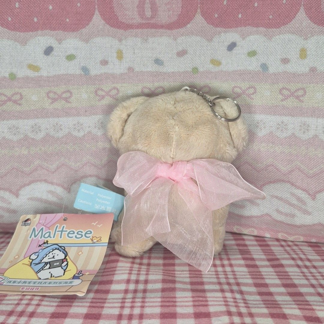 Maltese Teddy Bear Plush Keychain Charm (Category: Plushies & Soft Toys) located in Marikina City. Submitted by bsnctrytrvll (Listing ID 1468263338, Image 2). Description: Maltese Charm ₱300 ☁️ payo (pay as you order) ☁️ w/ etiketa & paper tag ☁️ x sensi/rush 🌱 mod : j&t or sdd mop : gcash, maya or bank transfer #charms #anikanik #plushies #maltese.