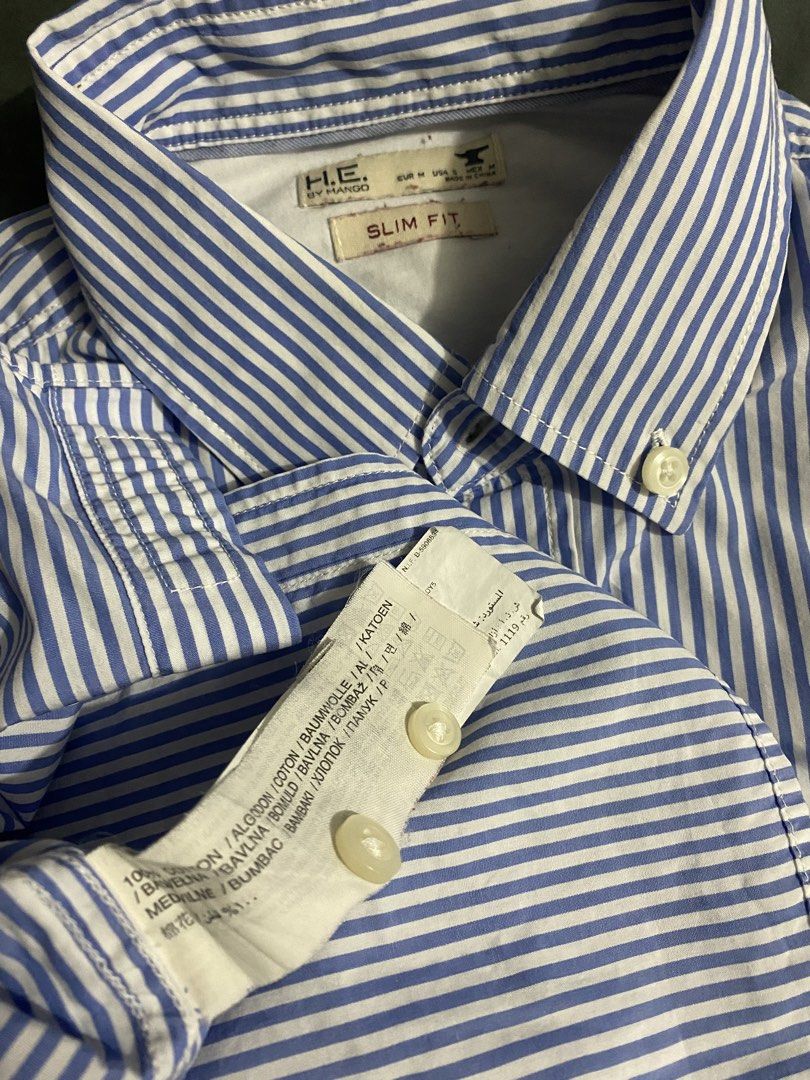 Mango Polo (Category: Formal Shirts) located in Mandaluyong City. Submitted by aiztyle (Listing ID 1468080924, Image 2). Description: H.E. By Mango Slim Fit Men’s Polo Medium on tag Measurement: Chest 21” Length 29” Super SALE Php300.00 only.