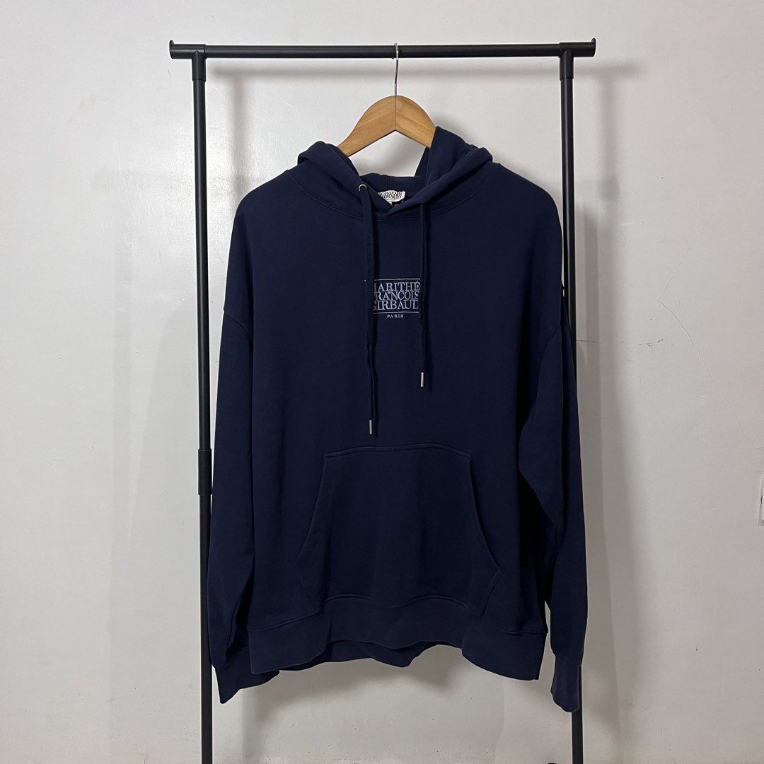 Marithe Francois Girbaud Navy Blue Hoodie Size XL (Category: Coats, Jackets and Outerwear) located in Puerto Princesa. Submitted by kurtllection (Listing ID 1468217512, Image 1). Description: Marithe Francois Girbaud — Classic Logo Hoodie (Heavy Cotton) Size & Dimension: 26 x 28 // Size XL (boxy) Condition: Excellent Condition // No issue ₱850 only! 🏷️ 📍PPC, Palawan.