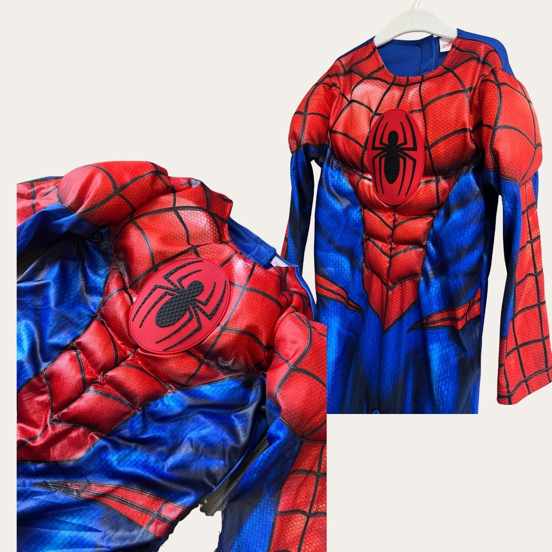 Marvel Spiderman Costume for Kids (Category: Babies & Kids Fashion) located in Quezon City. Submitted by mjpnp (Listing ID 1468175882, Image 2). Description: Marvel Spider-Man Padded Jumpsuit Only Costume Size: 6Y - 7Y Material: 100% Polyester (jumpsuit); Urethane rubber (emblem) Condition: 10/10 Details: - Authentic Marvel Spider-Man Costume - Features all-over printed graphics, with signature Spider cast-urethane emblem on the chest - Muscular 