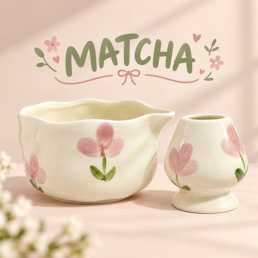Matcha Set (Category: Coffee & Tea Tableware) located in Manila. Submitted by alddyyy (Listing ID 1468104221, Image 3). Description: Hello to all Matcha girly 🍵🎀.