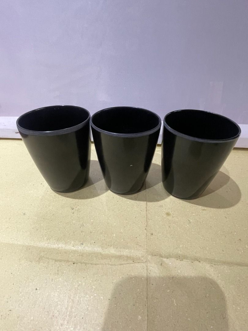 Matte Black Melamine Drinking Glasses (Category: Other Kitchenware & Tableware) located in Quezon City. Submitted by foxsquaredeals (Listing ID 1468076208, Image 1). Description: Size: 9cm diameter x 8cmH 3pcs available P40/pc MOP:Gcash/Bank Transfer .