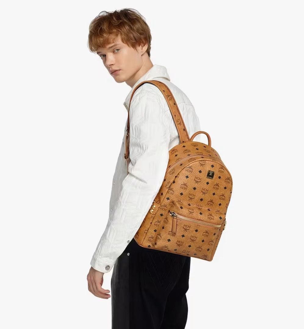 MCM - Stark Side Studs Visetos Backpack (Category: Luxury Bags & Wallets) located in Manila. Submitted by graymatter_ (Listing ID 1468144575, Image 1). Description: MCM - Stark Side Studs Visetos Backpack A pioneer in the realm of everyday luxury, the classic Stark backpack is sculpted from Visetos monogram canvas and nappa leather. Multi-faceted studs frame both sides of the silhouette, personifying the rebellious edge unique to MCM. Matching th