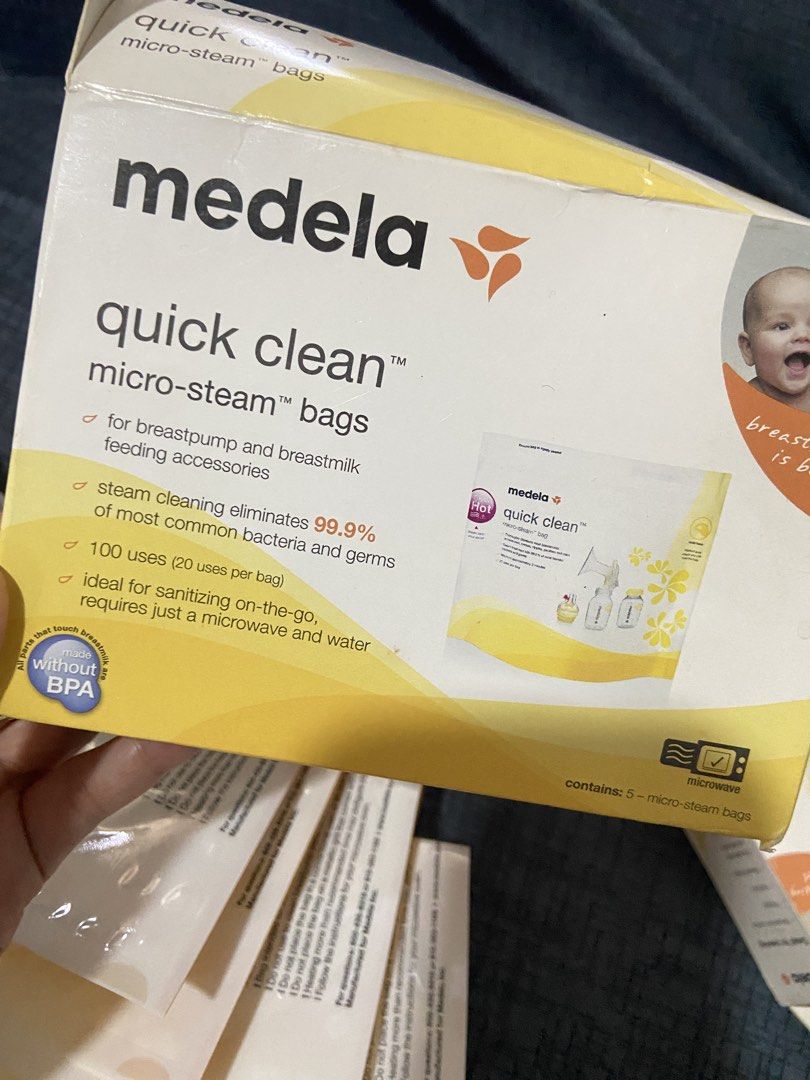 Medela Quick Clean Micro-Steam Bags (Category: Breastfeeding & Bottle Feeding) located in Quezon City. Submitted by zealriver.0f2fc9 (Listing ID 1468100333, Image 2). Description: - Brand new Medela Quick Clean Micro-Steam Bags for hassle-free sterilization - Fast and convenient: sanitizes breast pump parts, bottles, and nipples in just minutes using a microwave and water - Kills 99.9% of harmful bacteria and germs - Economical: each bag is reusa
