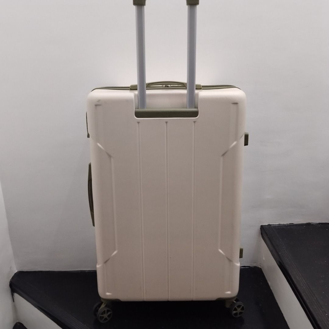 Merax 28 inch Luggage with TSA Lock (Category: Luggage) located in Cavite. Submitted by msgs_2827 (Listing ID 1468112521, Image 2). Description: For Sale: Merax 28 inch Luggage with TSA Lock Color: Cream hard-shell with olive green trim and handle accents Condition: Only used once - in very good condition! Actual Measurements (including the wheels): Height: 29 inches Width: 20 inches Depth: 11 inches, ~12 inches when expanded - Color: Cream hard-