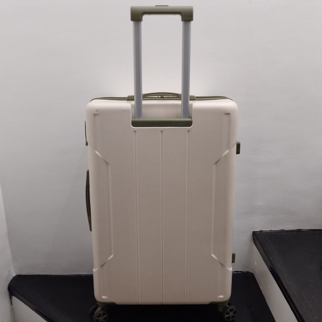 Merax 28 inch Luggage with TSA Lock (Category: Luggage) located in Cavite. Submitted by msgs_2827 (Listing ID 1468112521, Image 3). Description: For Sale: Merax 28 inch Luggage with TSA Lock Color: Cream hard-shell with olive green trim and handle accents Condition: Only used once - in very good condition! Actual Measurements (including the wheels): Height: 29 inches Width: 20 inches Depth: 11 inches, ~12 inches when expanded - Color: Cream hard-