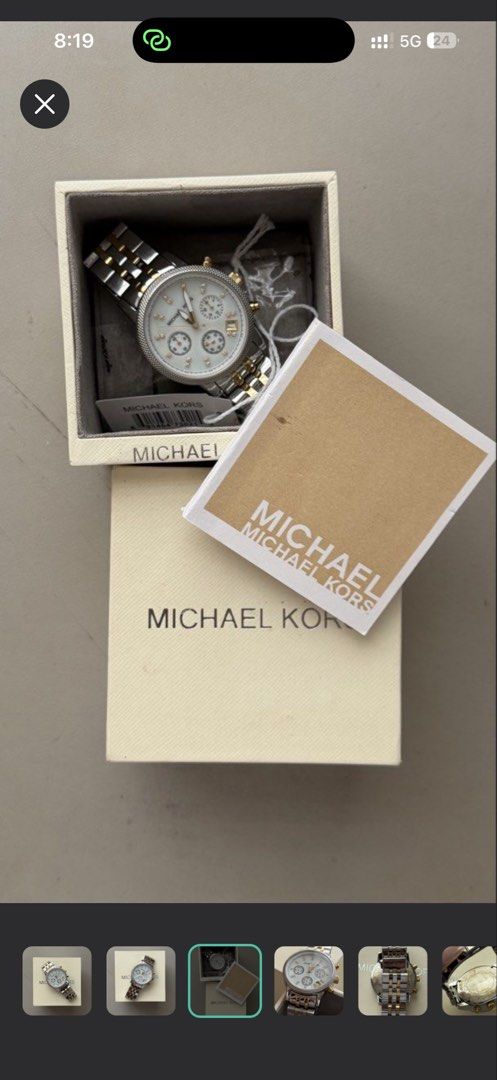 Michael Kors Two-Tone Watch (Category: Women's Watches) located in Quezon City. Submitted by bunnybunbunn (Listing ID 1468189683, Image 3). Description: - Bought in Canada 2022 - Needs attery replacement - With minor signs of usage - Box included.