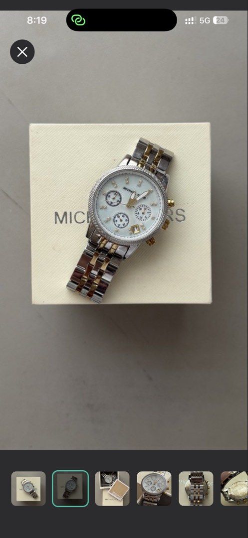 Michael Kors Two-Tone Watch (Category: Women's Watches) located in Quezon City. Submitted by bunnybunbunn (Listing ID 1468189683, Image 2). Description: - Bought in Canada 2022 - Needs attery replacement - With minor signs of usage - Box included.