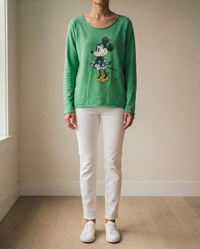 MINNIE MOUSE GREEN SWEATER TOP (Category: Longsleeves) located in Marikina City. Submitted by minimalistmanila (Listing ID 1468085741, Image 1). Description: Imported Minnie Mouse green sweater. Fits medium. Can be off shoulder for that sexy style. Never worn. Order now! .