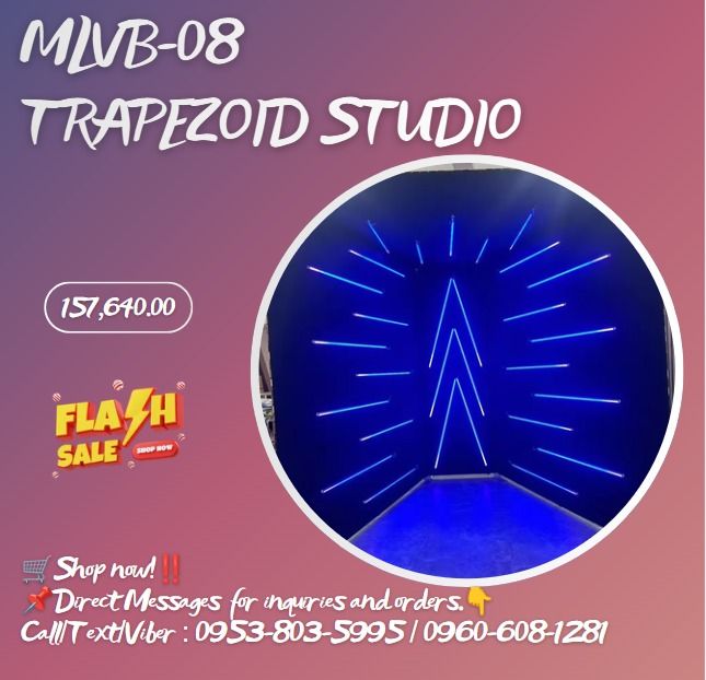 MLVB-08 Trapezoid Studio (Category: Other Merchandise) located in Caloocan City. Submitted by ultimatebi56643 (Listing ID 1468064783, Image 1). Description: "1. 32mm aluminum alloy tube bracket 2. Heat transfer elastic fabric screen 3. 31+2 spare LED lights 4. Transformer, remote control, 5. Wires, plugs" Handbag +carton .