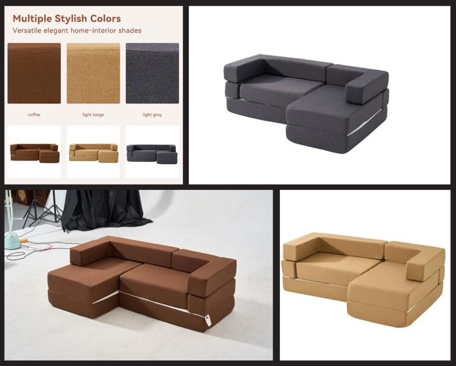 Modular L-shaped Sectional Sofa Bed Convertible Lounge Couch (Category: Sofas) located in Manila. Submitted by rarewhale_487098 (Listing ID 1468074824, Image 2). Description: - Type: Modular sectional sofa with chaise lounge - Color: Rich coffee brown (neutral tone) - Material: Plush textured fabric upholstery with solid foam block construction - Features: Converts into an extra sleeping space, easy to rearrange, includes armrests - Best for: Liv