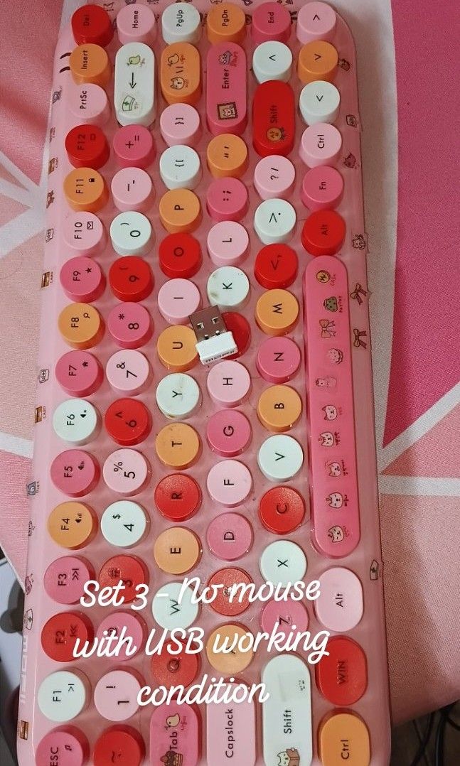 MOFFII KEYBOARD SET LIGHTLY USED‼️ (Category: Computer Keyboard) located in Quezon City. Submitted by 4_leaf_clover (Listing ID 1468184671, Image 3). Description: ON-HAND READY TO SHIP ALL ITEMS TESTED WORKING CONDITION SET 1 - P600.00 SET 2 - P750.00 SET 3 - P450.00 SELLING AS IS WITH STICKERS LOC. QC SDD JNT PAYO. DM.