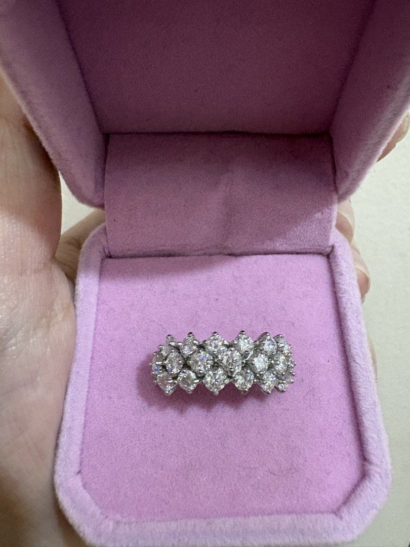 Moissanite Multi-Stone S925 Silver Ring with Testing Certificate (Category: Rings) located in Manila. Submitted by alyannaros79007 (Listing ID 1468119501, Image 1). Description: Sparkling multi-stone ring crafted in S925 silver with synthetic moissanite stones. Total weight around 2.62g. Statement piece with multiple rows of brilliant stones catching the light from every angle. Includes the testing certificate card and black velvet presentation b