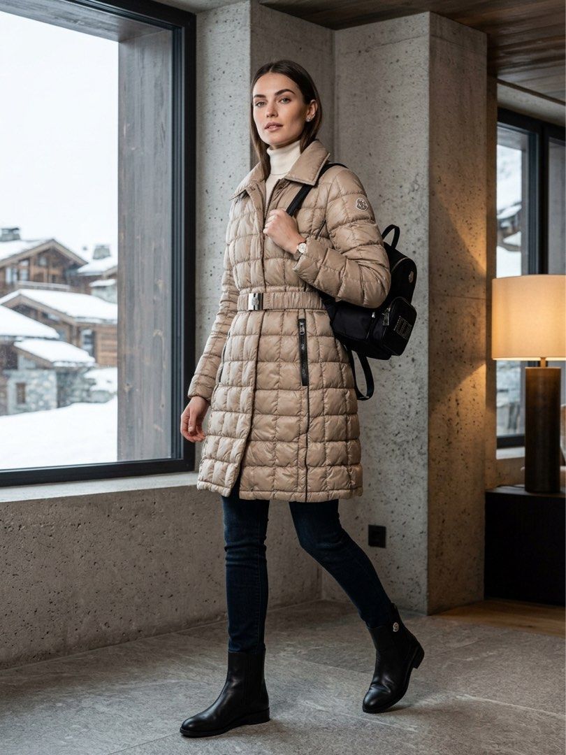 Moncler Long Jacket with belt (Category: Coats, Jackets and Outerwear) located in San Pablo. Submitted by iamtrina (Listing ID 1468092854, Image 1). Description: Best fit M-L Pit to pit 17” Waist 30” Length 37” Shoulder to shoulder 16” Shoulder to hand hole 24.5” Belt 30-44”.
