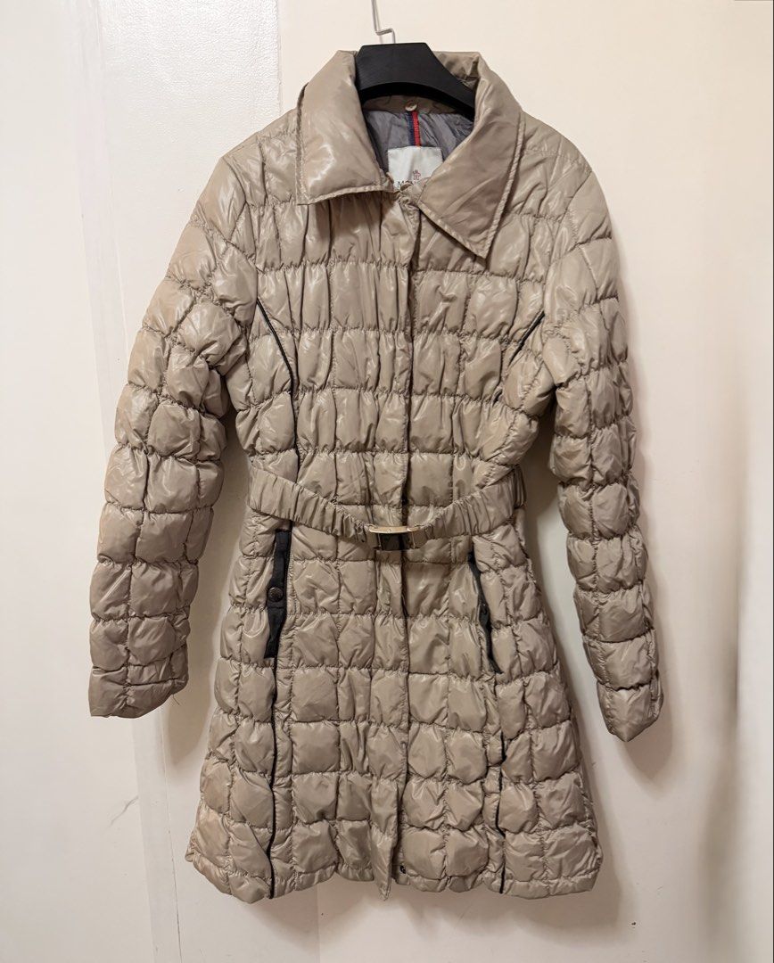 Moncler Long Jacket with belt (Category: Coats, Jackets and Outerwear) located in San Pablo. Submitted by iamtrina (Listing ID 1468092854, Image 3). Description: Best fit M-L Pit to pit 17” Waist 30” Length 37” Shoulder to shoulder 16” Shoulder to hand hole 24.5” Belt 30-44”.