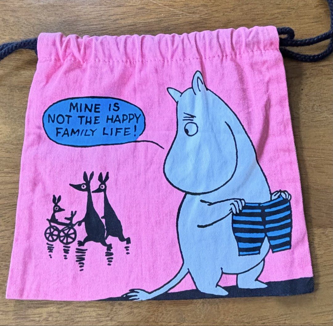 Rare Moomin small drawstring bag (Category: Character Goods) located in Calamba. Submitted by cur8d (Listing ID 1468262448, Image 2). Description: Size: 20 x 20 cm.