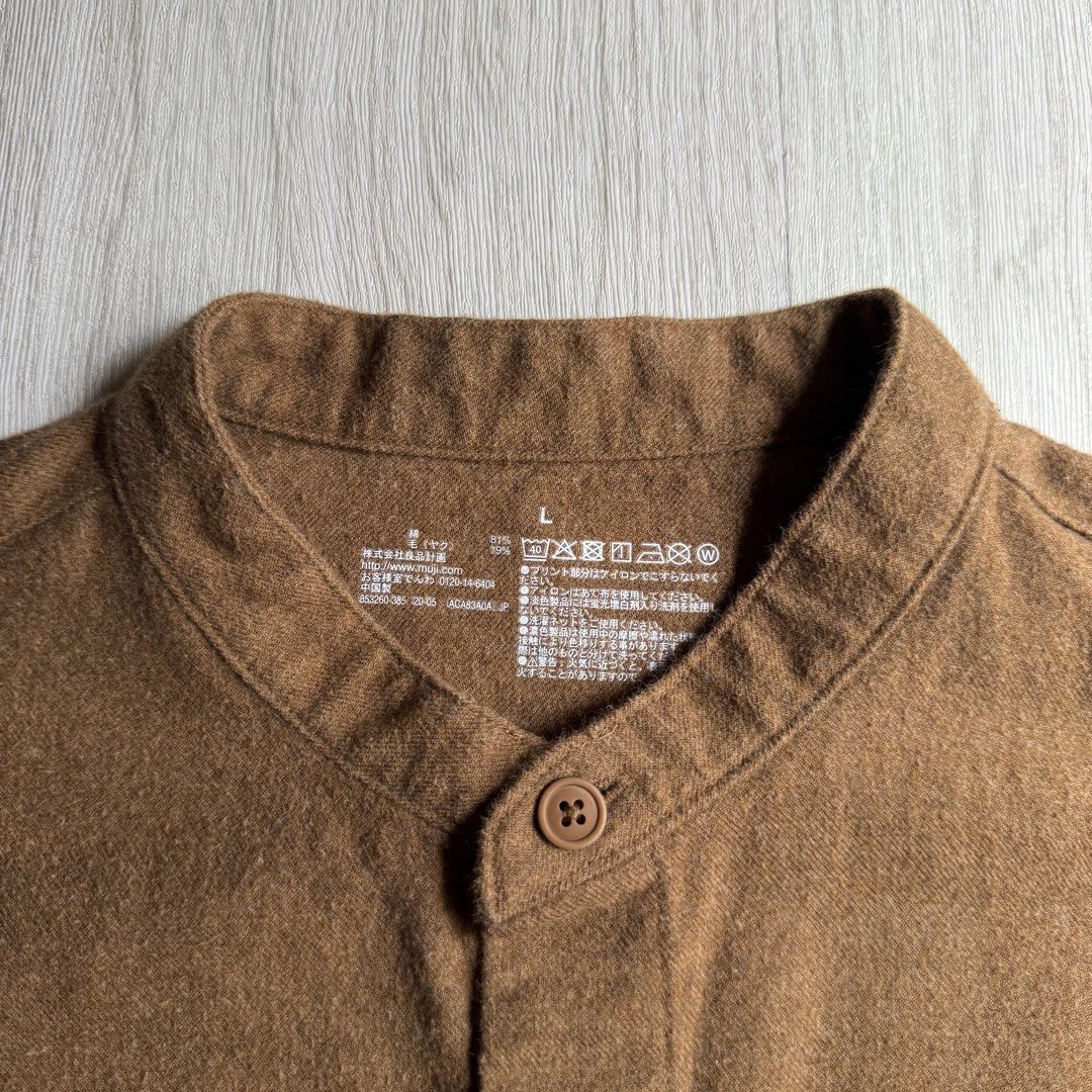MUJI Flannel Stand Collar Shirt (Category: Tshirts & Polo Shirts ) located in Zamboanga. Submitted by rustic.rev (Listing ID 1468088849, Image 3). Description: MUJI Flannel Stand Collar Shirt In excellent condition Tagged: L Actual Measurements: Pit to pit: 22” Length: 28” Shoulders: 19” Sleeves length: 24.5”.