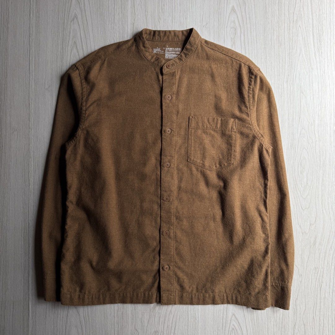 MUJI Flannel Stand Collar Shirt (Category: Tshirts & Polo Shirts ) located in Zamboanga. Submitted by rustic.rev (Listing ID 1468088849, Image 1). Description: MUJI Flannel Stand Collar Shirt In excellent condition Tagged: L Actual Measurements: Pit to pit: 22” Length: 28” Shoulders: 19” Sleeves length: 24.5”.