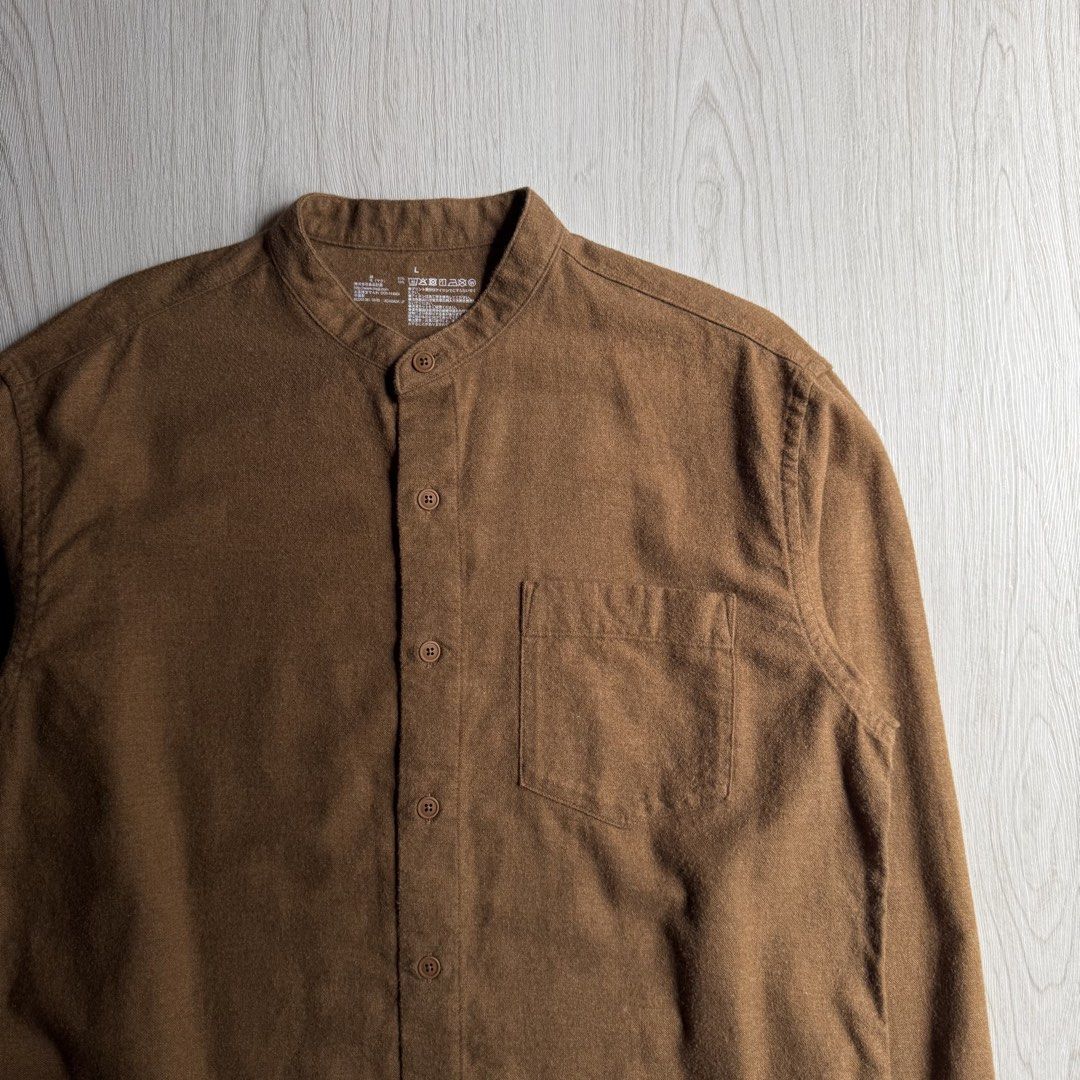 MUJI Flannel Stand Collar Shirt (Category: Tshirts & Polo Shirts ) located in Zamboanga. Submitted by rustic.rev (Listing ID 1468088849, Image 2). Description: MUJI Flannel Stand Collar Shirt In excellent condition Tagged: L Actual Measurements: Pit to pit: 22” Length: 28” Shoulders: 19” Sleeves length: 24.5”.