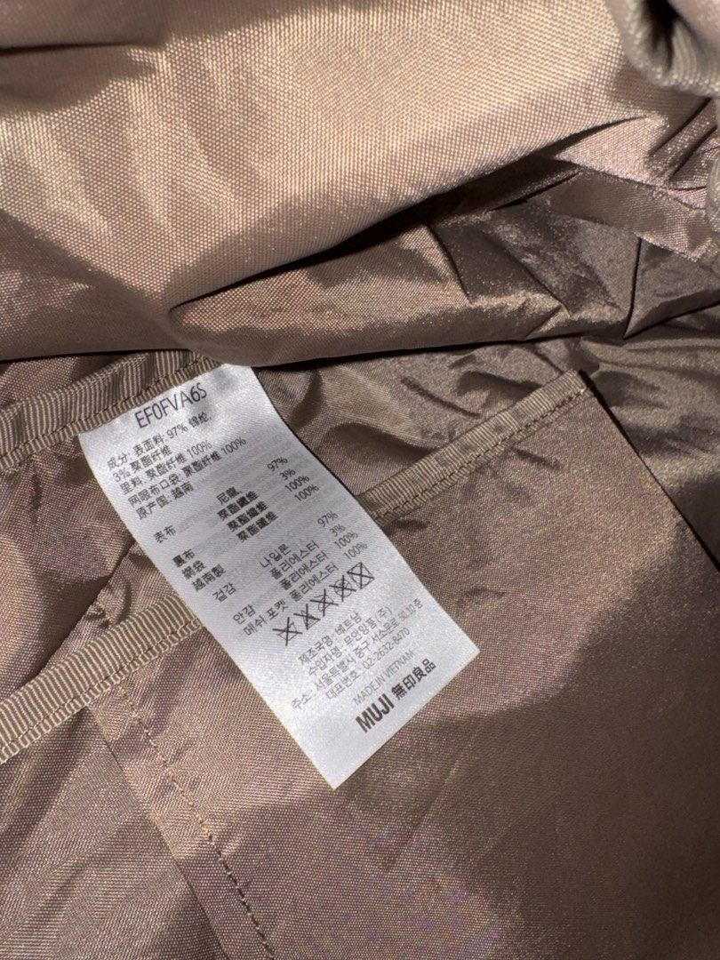 MUJI Nylon Drawstring Backpack Brown (Category: Backpacks) located in Manila. Submitted by zxcvbnmsof (Listing ID 1468214465, Image 3). Description: - Brand: MUJI - Color: Brown with grid pattern - Material: Lightweight nylon - Model: EF0VA6S - Features: Large front mesh pocket with drawstring closure, adjustable mesh-backed shoulder straps, top haul loop, drawstring main compartment, and side cinch cords - Condition: Clean interior and exterior,