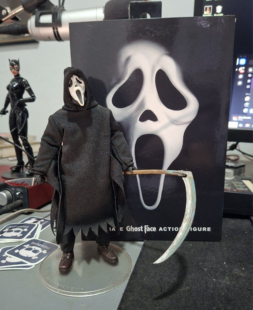 AUTHENTIC NECA Ghost Face Action Figure with Box (Category: Figurines & Statues) located in Caloocan City. Submitted by djonathannagtalon-55936 (Listing ID 1468106693, Image 1). Description: - Fully articulated Ghost Face action figure from the classic horror franchise - Includes iconic accessories: a bloody knife and a weathered scythe - Comes with the original display stand and matching retail box - Must-have collectible piece for horror movie 