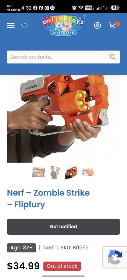 Nerf Zombie Strike Flipfury Blaster (Category: Action & Battle Toys) located in Santiago. Submitted by aceheart0118672 (Listing ID 1468140581, Image 2). Description: have signs of usage in good working condition .